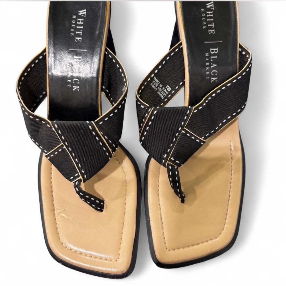 White House Black Market Black and Tan Women's Sandals